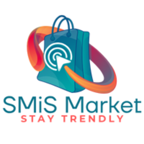 Logo of SMiS Market with a shopping bag and colorful design on a white background